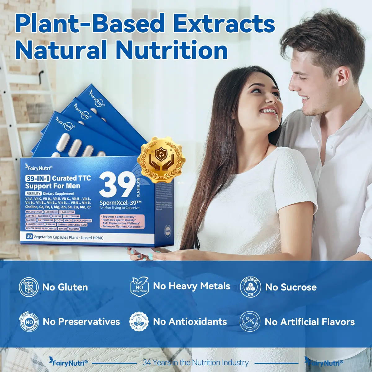 SpermXcel-39 for Men Trying to Conceive Preconception Supplement | 39-in-1  Nutrient Conception Support