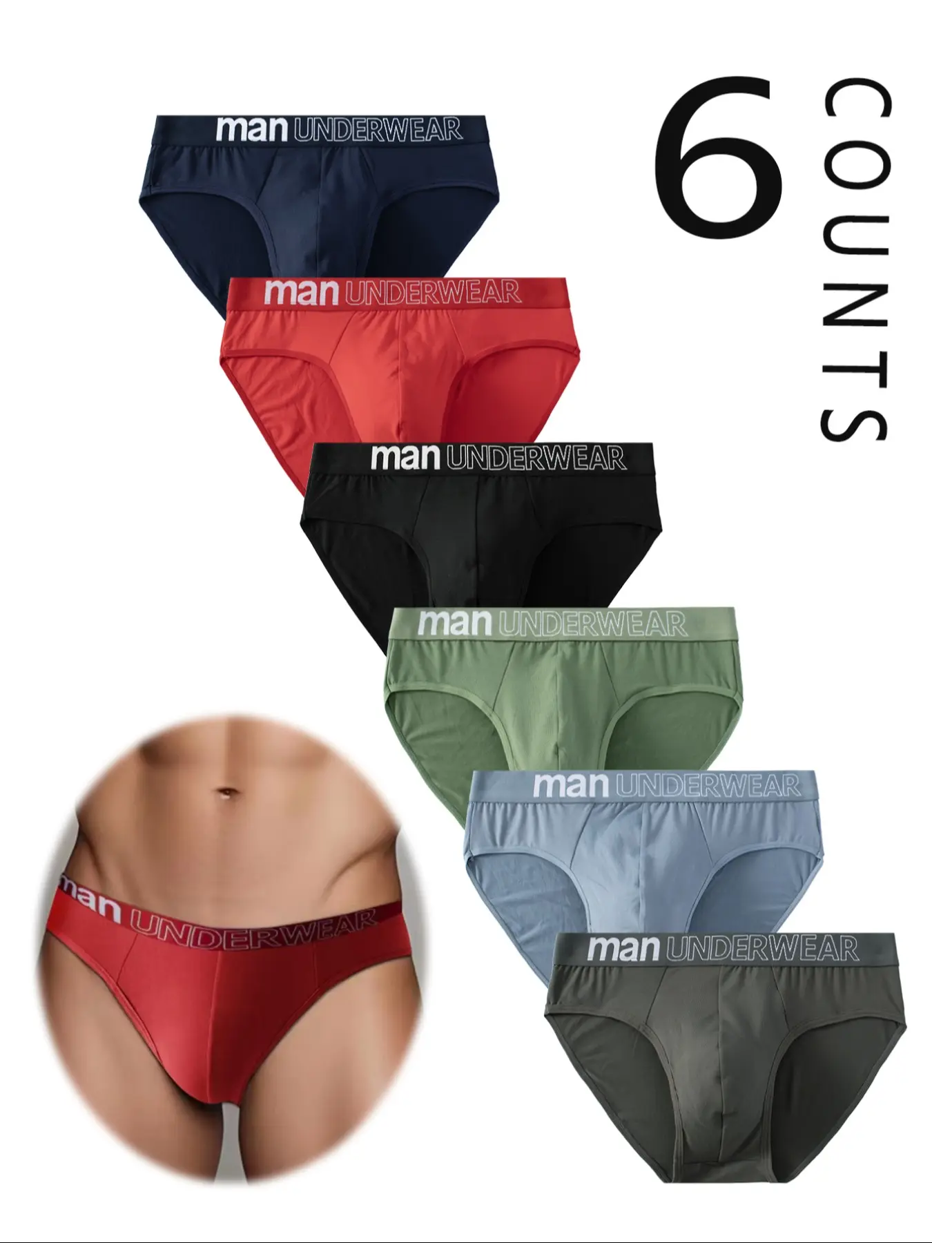 Men's Fashion Solid Color Triangle Underwear Set, Breathable Classic Regular Fit, Comfortable Smooth Shorts, All Seasons Wear, All Season Briefs