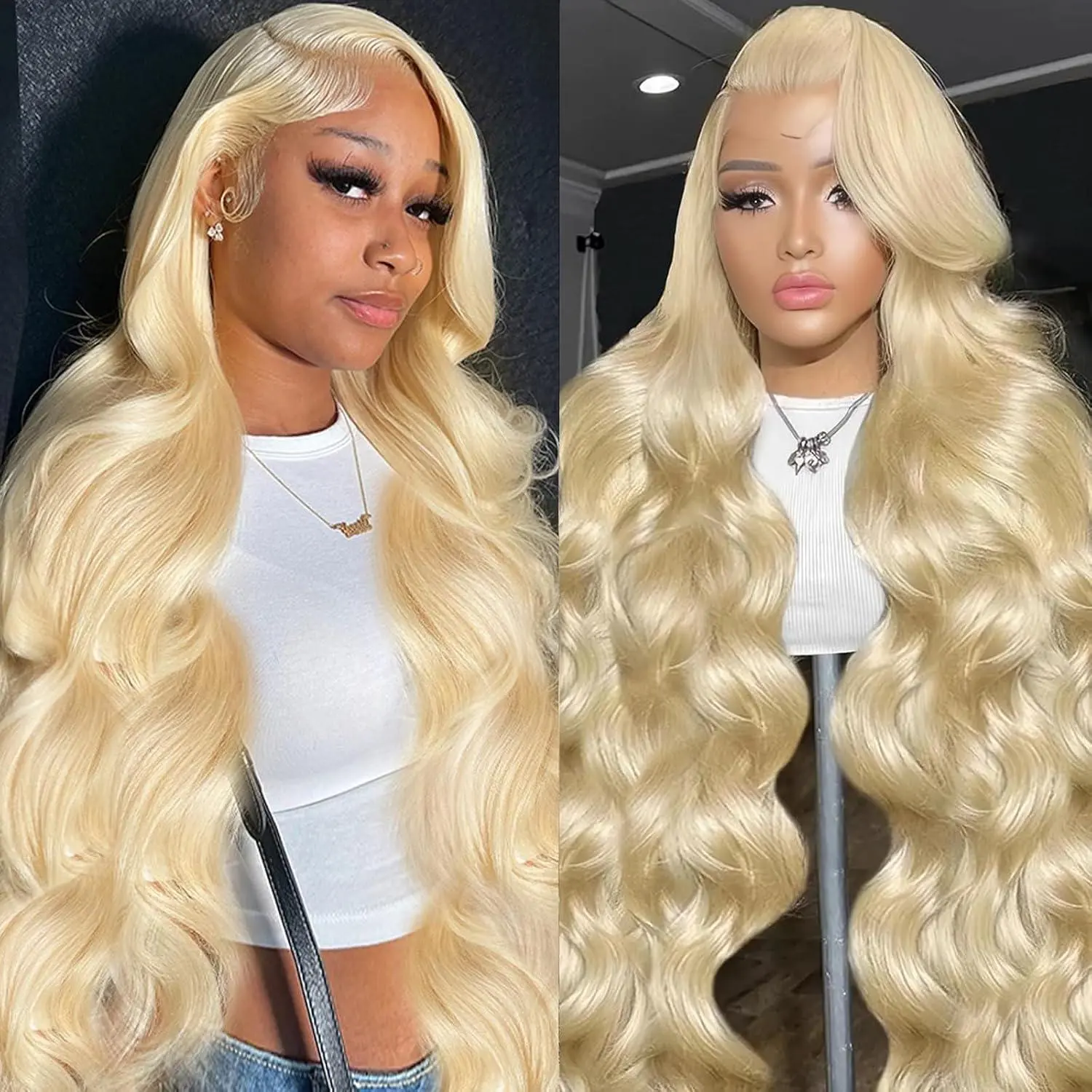 613 Lace Front Wig Human Hair  13x6 Transparent Lace 12A 180 Density Blonde Body Wave Lace Front Wigs Human Hair Pre Plucked 613 Lace Frontal Wig