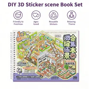 2026 DIY 3D Sticker Scene Book Set - 12 Sets of Miniature Room Stickers for Kids & Adults - "Sticker Therapy" Stress Relief Craft Kit - 2 Books of Creative DIY 3D Scenes for Teens & Girls - Perfect 2026 Gift