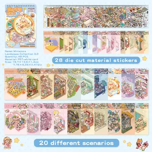 20 Sets of DIY 3D House miniature Scenes Cute Cartoon Stickers Kit for Kids & Adults – Fun Sticker Therapy Activity for Stress Relief, Crafts & Gifts,vintage artistic Multi-Style Pet