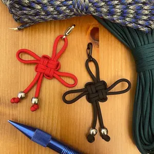 Paracord Keychain - Chinese Good Luck Knot - Assorted Cord Color Patterns, Clips, and/or Beads