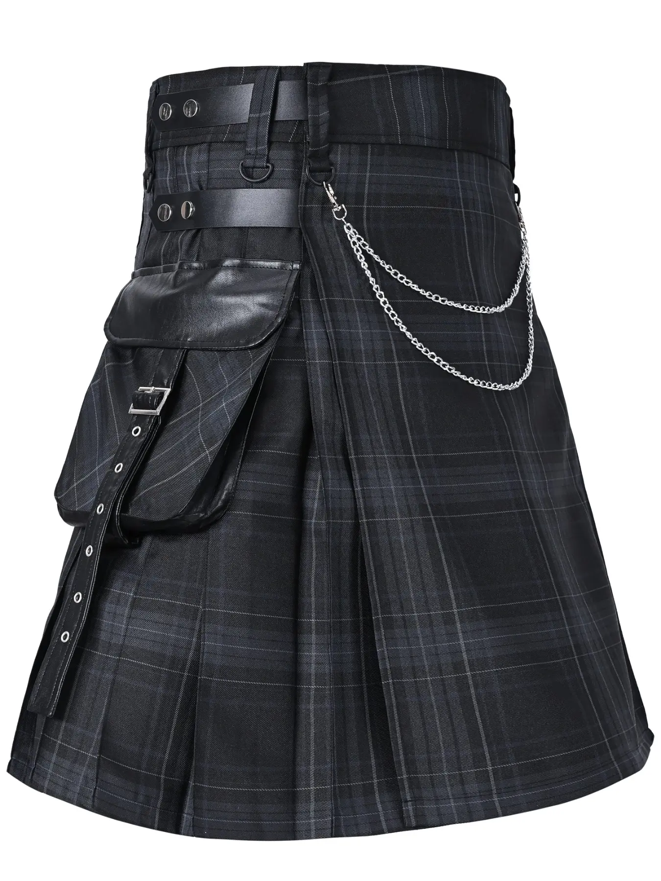 Men Kilt Scottish Pleated Skirt, New Unique Classic Design, Large Leather Pockets, Plaid Pattern, Traditional Festival Wear, Costumes, Festive, Menswear