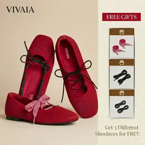 VIVAIA Women’s Square-Toe Lace-Up Mary Janes Ballet Flats With Interchangeable Laces, Sneaker-Level Cushioning Wide Toe Box / Herbal Arch Support Insole Machine Washable / Foldable & Lightweight / Blister-Free Balletcore Aesthetic (MILEY), SpringFresh