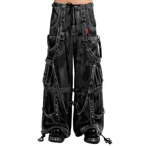 Women's Denim Strap Jeans, Tripp NYC Black Ink Wash Bottoms