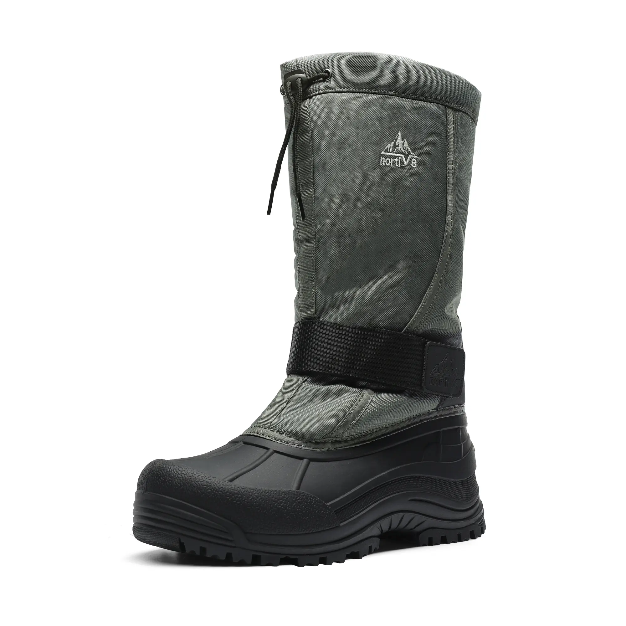 NORTIV 8 Men's Mid-Calf Snow Boots, Waterproof Insulated Leather Active Shoe for Skiing with Faux Fur Lining & Hook Loop Closure, Footwear, Closed, Cuban Heel, Outdoor tiktokshopbacktoschool, Tall Boot
