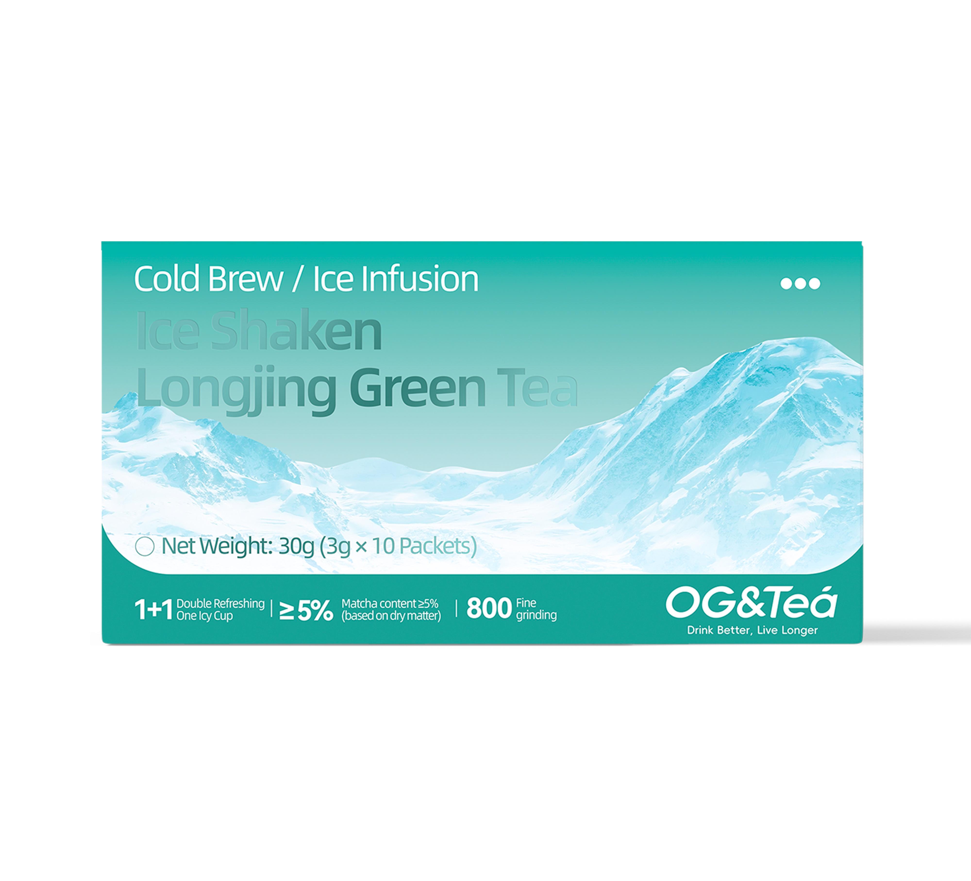 BOGO 2 Cartons Cold-brewed Iced Longjing Tea (1 Carton 30g 3g×10packs)×2 With Color Changing Glass Water Bottle Summer Green Tea