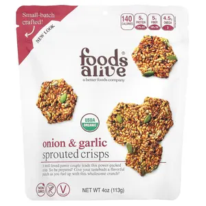 Foods Alive Sprouted Crisps, Onion & Garlic, 4 oz (113 g)