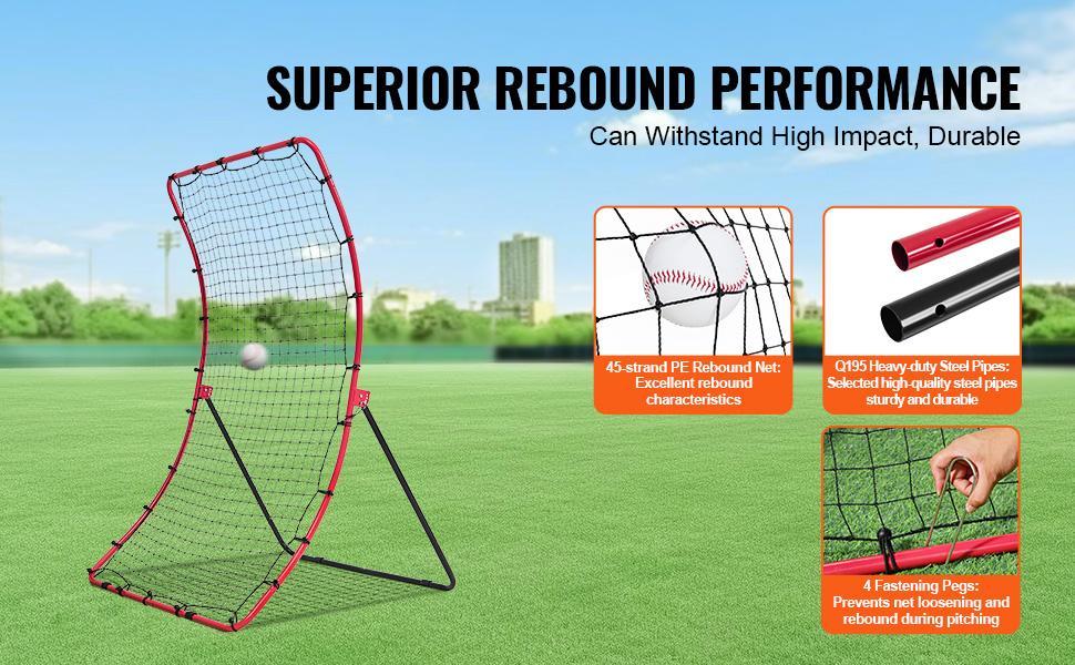 VEVOR Baseball And Softball Rebounder Net,  4 x 5.5 ft PitchBack Baseball Pitching Nest, Pitch Return Trainer Rebound Net with Pitching Target, All Angle Fielding Rebound Net for Grounders Pop Flies
