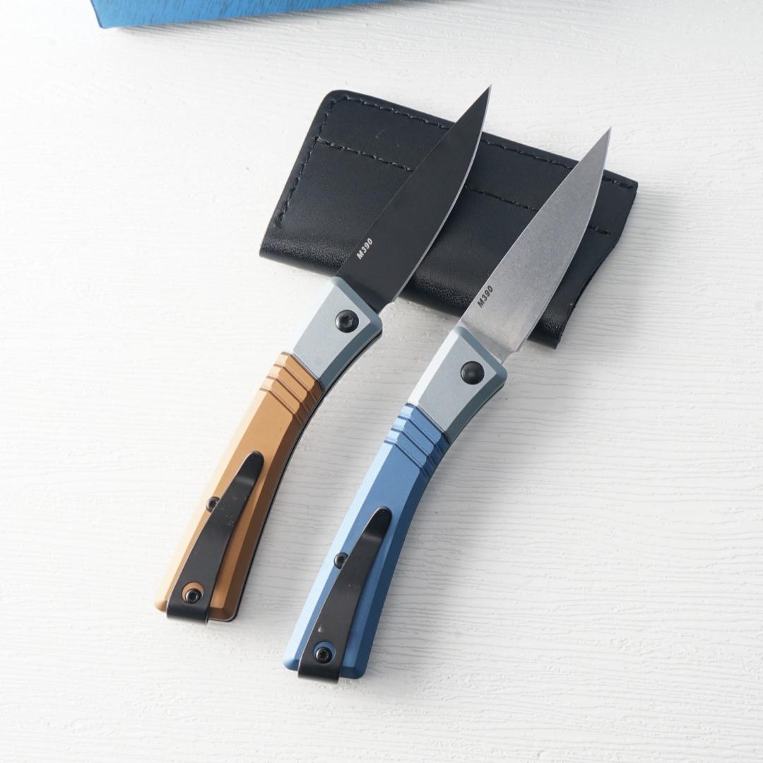 New 315 folding pocket knife with an aluminum alloy handle and a D2 stainless steel blade, includes a leather sheath; sharp cutting tool, fishing cutting tool, suitable for outdoor exploration, camping, and more; Valentine’s Day gift