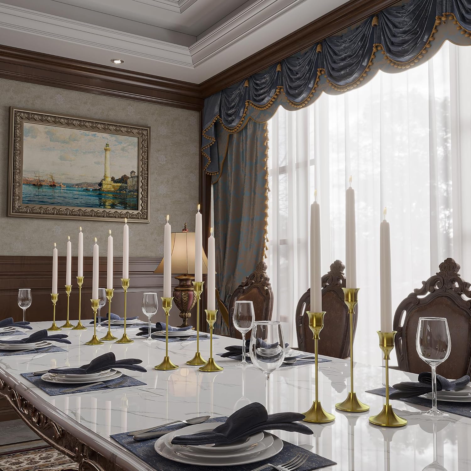 Black/Silver Taper Candle Holders 30-Pack Elegant Candelabra Candle Stands for Fireplace Dining Table Party Home Décor Ornamental Taper Lanterns - Decor