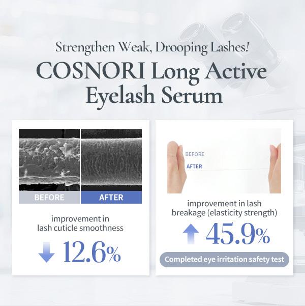 [COSNORI] Long Active Eyelash Serum 2-Pack (0.3 fl. oz. x2) | Korean No.1 Lash Serum | Vegan & Prostaglandin-Free | Daily Lash Care
