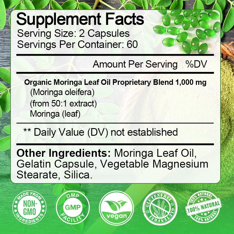 Moringa Softgel Supplement,50X Concentrated Extract,Vitamins,Antioxidants&Minerals,Supports Immunity,Metabolism,Heart,120 Softgels Healthcare Vitamin Moringa Softgel Supplement,50X Concentrated Extract,Vitamins,Antioxidants&Minerals,Supports Immunity,Metabolism,Heart,120 Softgels Healthcare Vitamin