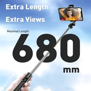 S03 Bluetooth Selfie Stick Tripod with Remote Shutter, Replaceable Phone & GoPro Mount, Lightweight Stainless Steel