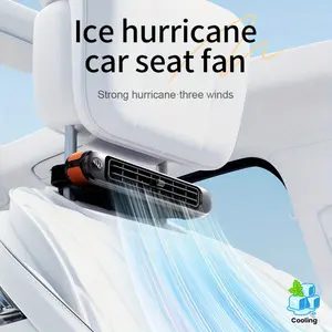USB Portable Car Seat Cooling Fan, 3 Wind Speeds Dual Turbo Fans, Compact Car Fan Air Conditioner for Vans Trucks, Silent Driving Comp