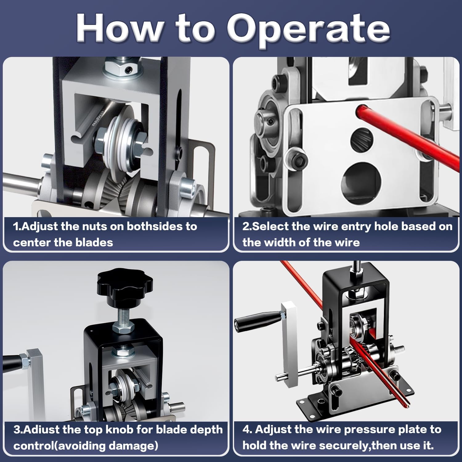 Manual Wire Stripping Machine Gauge Wire 0.06-1 inches,Scrapping Copper Wire Peeler Machine,Drill Powered Hand Crank Wire Stripper Tool for Scrap Copper Recycling