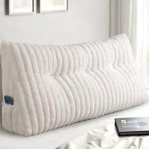 Headboard Pillow, Triangular Wedge Pillow Headboard, Cushion Headboards Reading Pillows, Backrest Pillows for Sitting in Bed or Working with Removable Cover, Beige