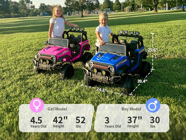 Hikiddo 4WD Kids Ride on Truck Car, 12V 4WD 7Ah Ride on Toy Electric Cars for Kids w/ Remote, Bluetooth, 4x75W Motors