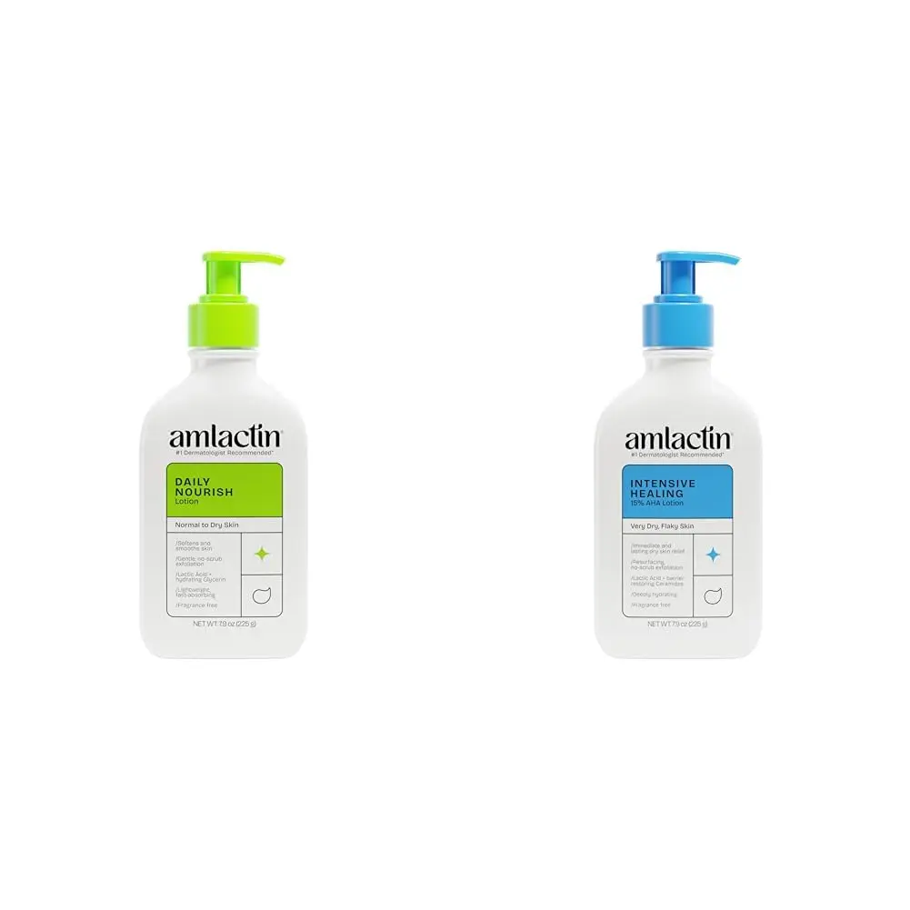 AmLactin Daily Moisturizing Lotion for Dry Skin (7.9 oz) and AmLactin Intensive Healing Body Lotion for Dry Skin (7.9 oz)