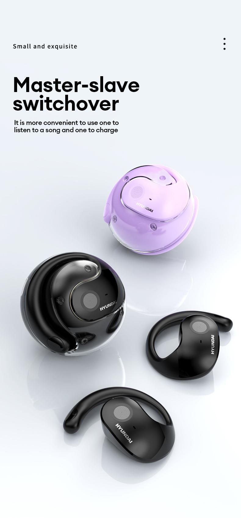 HYUNDAI T26 Pro Open-Ear Wireless Bluetooth 5.4 Stereo Headphones Supports 169-Language Translation, Chargeable & Automatic Connection, Intelligent Noise Reduction, Waterproof Sport Earphones for Music & Phone Calls