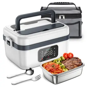 Portable Electric Heated Lunch Box 1L, 16000mAh Rechargeable Battery Powered Food Warmer, Auto Heating for Office/Car/Outdoor Use, BPA-Free & Dishwasher Safe