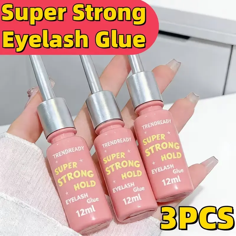 3PCS Super Strong Hold False Lash Adhesive | Waterproof Long-lasting Eyelash Glue for Makeup, Liquid in Plastic