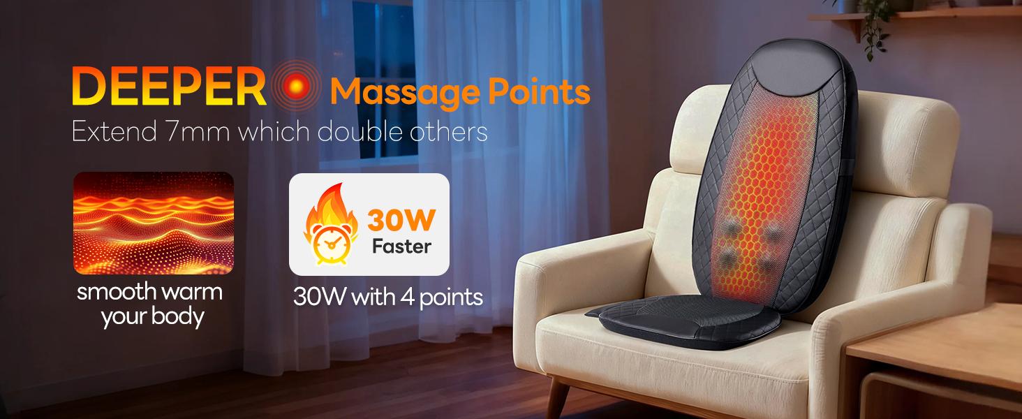 Back Massagers, Vibrating Heating Pad for Back, Massage Chair Pad for Pain Relief Deep Tissue, Shiatsu Neck and Back Massager, Back