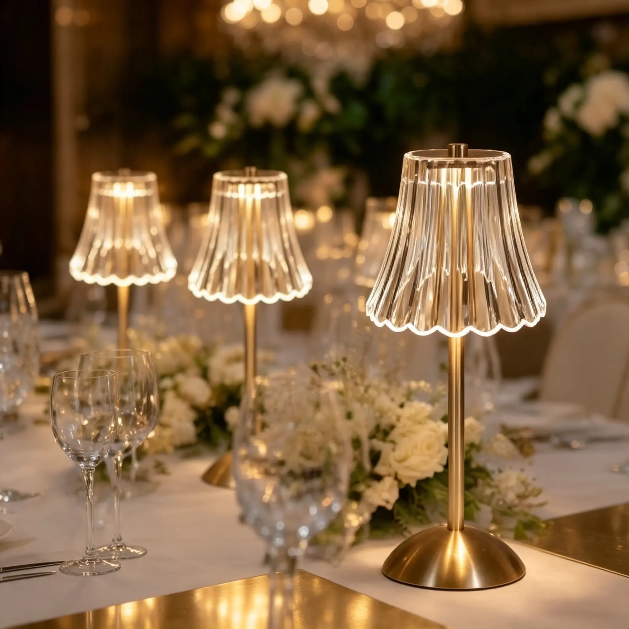 Cordless Crystal Table Lamp - Gold Touch Dimmable LED Energy Saver, Indoor Wireless Decorative Lamp for Bedroom, Wedding Centerpiece Dining Table (led lights bedroom, decorative lights included), Home Decor Items, Mood Lighting
