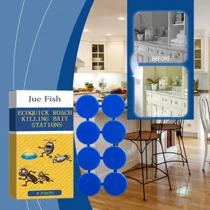 Jue Fish Ecoquick Roach Killing Bait Stations 8 Pieces Powerful Cockroach Exterminator Gel Bait Pest Control Kit for Indoor & Outdoor Multi-Surface Microfiber Floor Mop cockroach buste kill cockroach bait
