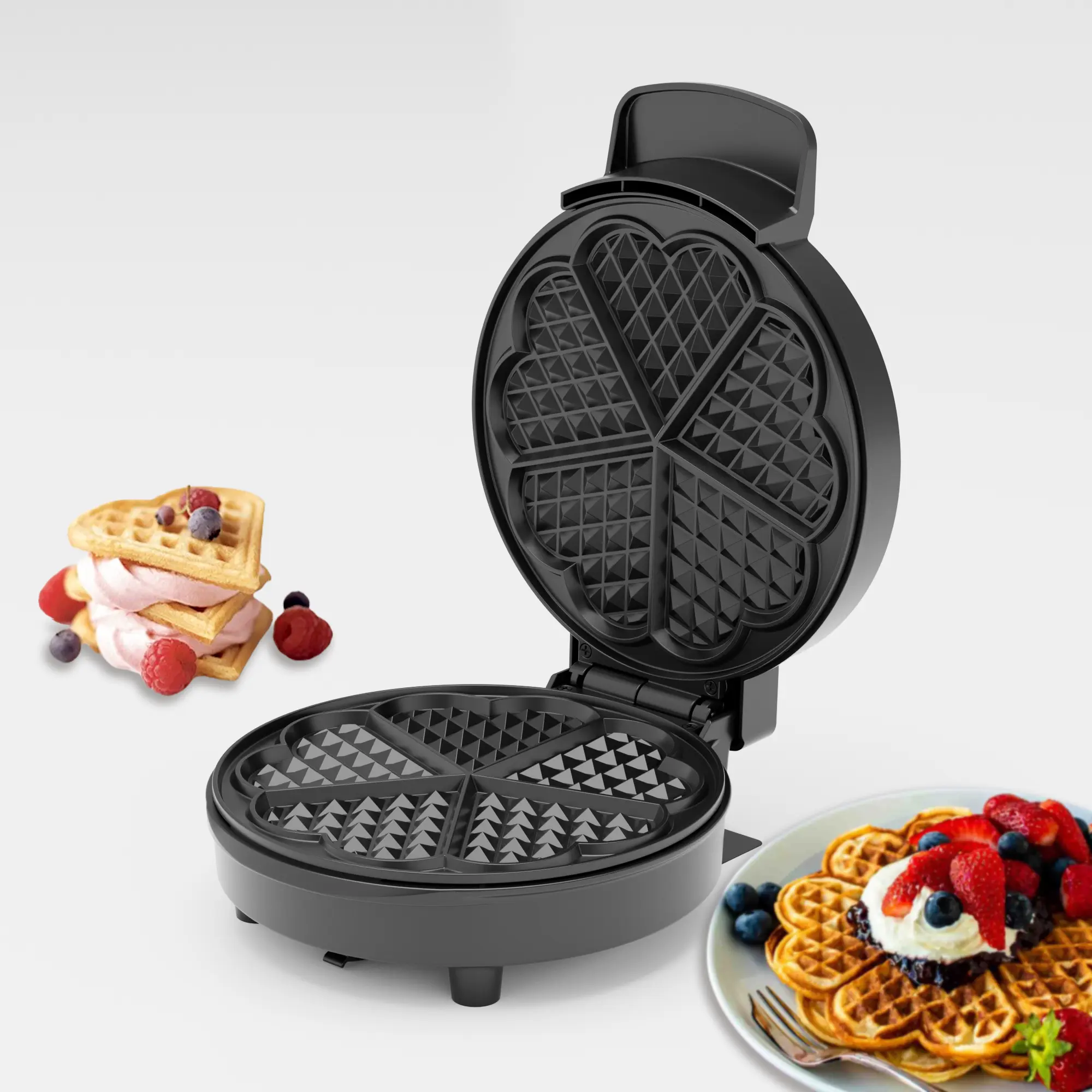 KEINVE Waffle Iron - 750W Wattage Non Stick Coating Compact Brunch Maker, Double-Side Heating, Heat Resistant, Easy to Clean, Portable Space-Saving Home Baking Appliance