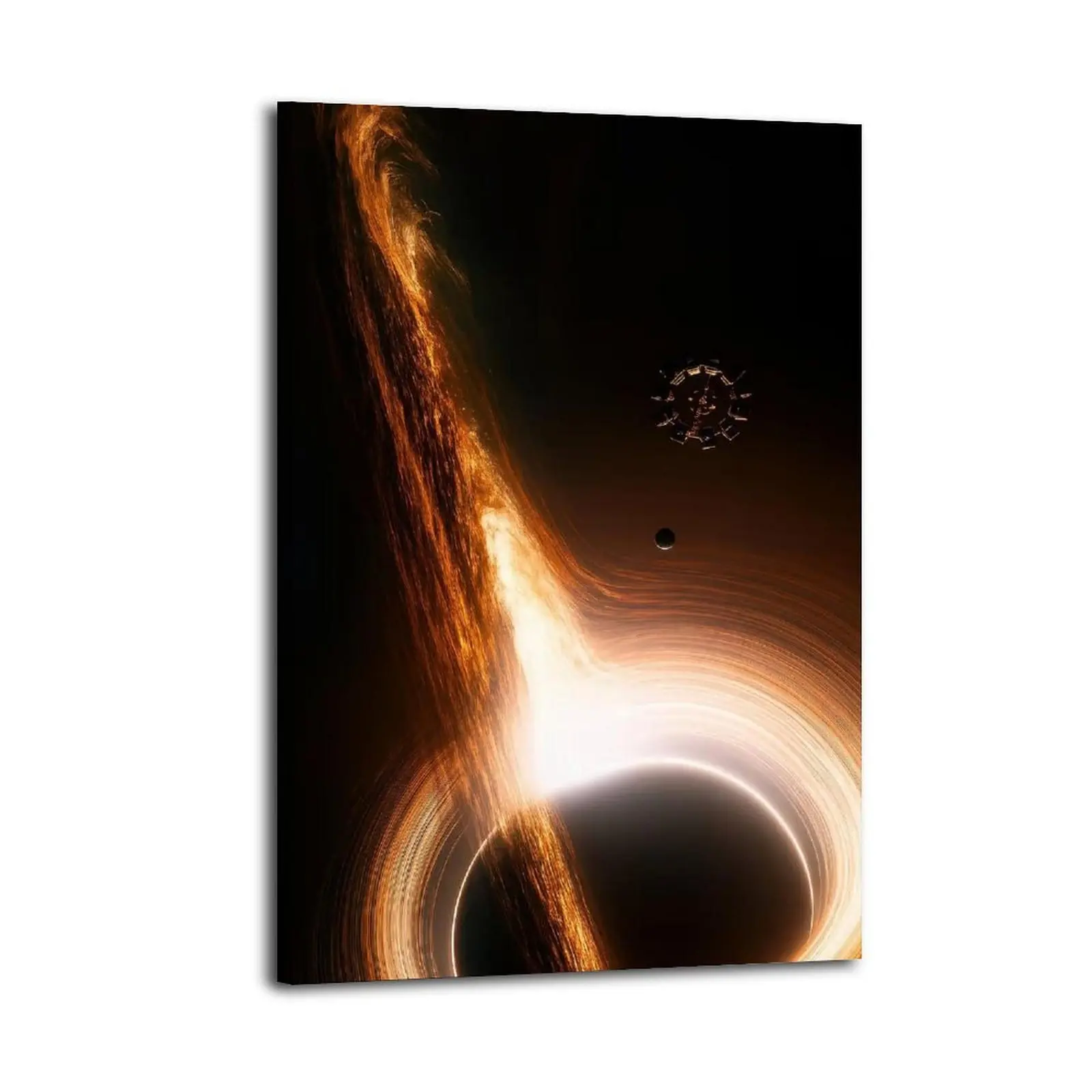 Celestial Aesthetic Interstellar Black Hole & Space Station Artistic Canvas Poster Print, Waterproof Artwork, Modern Home Decor, Premium Home Supplies Gift for Partner, Wardrobe & Balcony Decoration, Kid Room