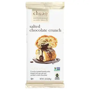 Chuao Chocolatier Dark Chocolate Bar, Salted Chocolate Crunch, 2.8 oz (80 g)