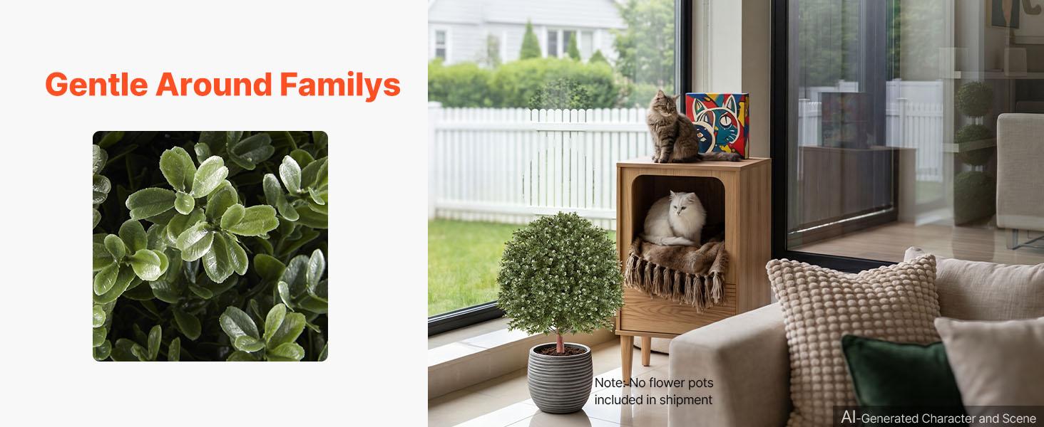 VEVOR 2-Pack 20-in PE Plastic Artificial Boxwood Topiary Balls with Metal Ground Spikes, Decorative Evergreen Faux Plants Fake Greenery for Room Decor, Front Door#BacktoSchool