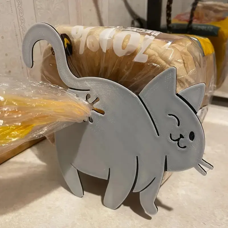 [Cat Bread Clip] Cat Butt Bread Clip - 3D Printed Humorous Kitchen Gadget - Plastic Bag Holder for Bread & Snacks - Cute Animal Pantry Storage Accessory - Quirky Home Decor Gift - Playful Design - Lightweight Accessory - Pet Lovers