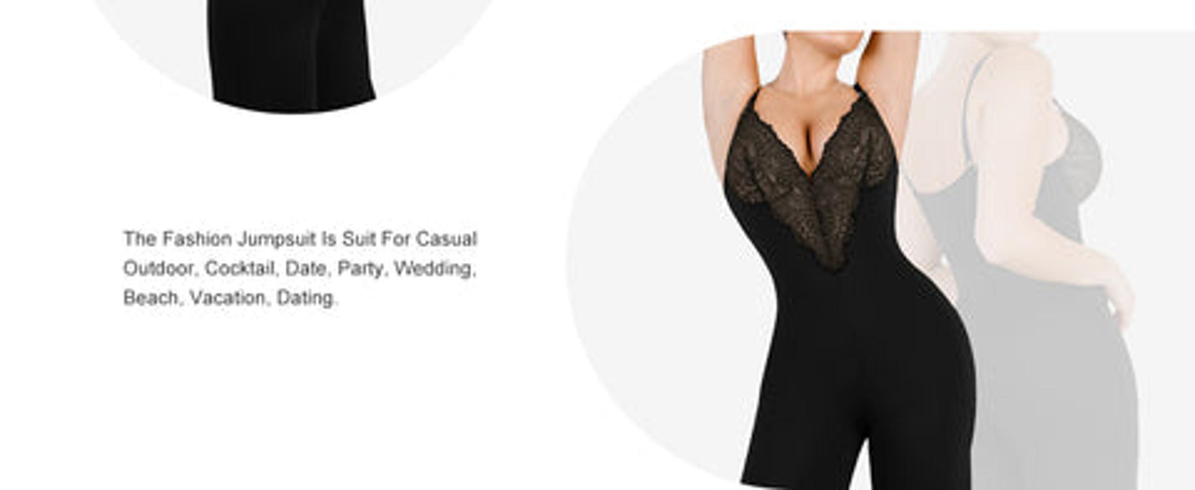 Popilush The Shapewear Jumpsuit Lace Wide-Leg Shapewear Slip Jumpsuits Basic Womenswear Comfort
