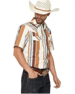 Gibson Trading Co Men's Retro Stripes Short Sleeve Snap Western Shirt -Tall - Gmsu26w1-Rucop-T