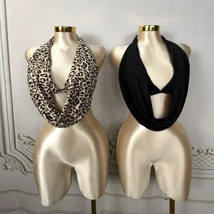 Backless Halter Draped Scarf Top