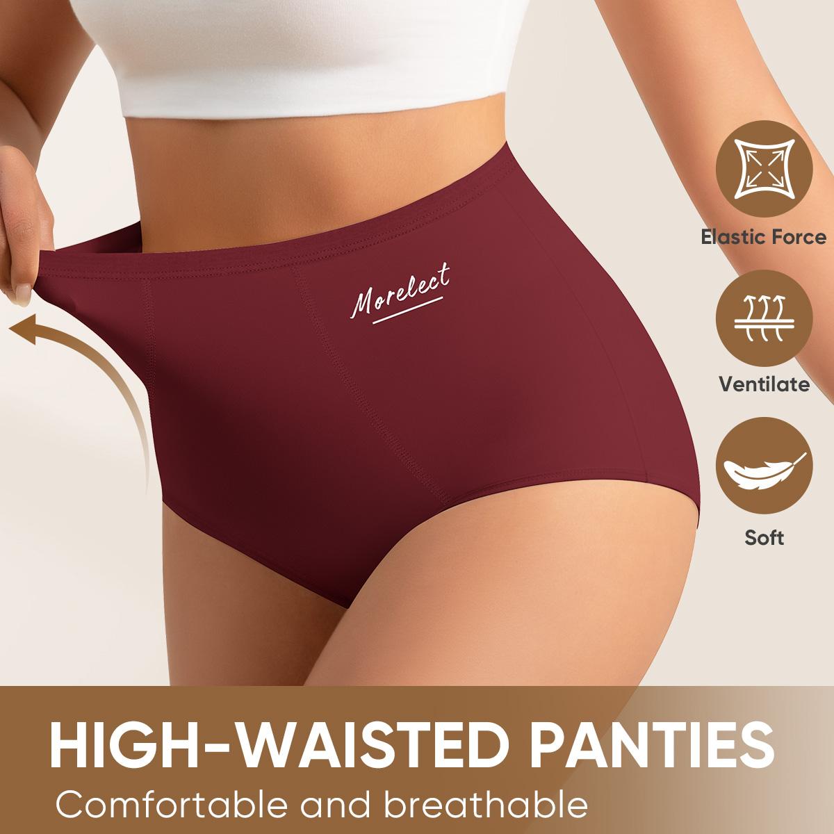 【Soft Cotton】Morelect 4/6/8 Pcs Women's High-Waisted Underwear, Breathable & Comfortable Panties,Classic Briefs with Signature Logo, Solid Color Panty for Year-Round Wear,S-XXXL,mothersdaygift.