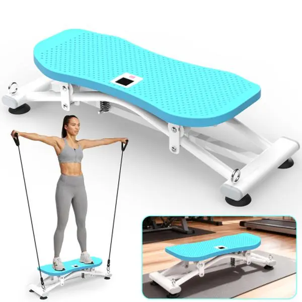 Sliding Ski Simulator for Home Gym, Compact Cardio Trainer with Built-in Resistance Bands, Non-Slip Rubber Base and Sturdy 300 lbs Support, Strength Training, Sturdy Support, Cardio/Ski, Full-Body Cardio