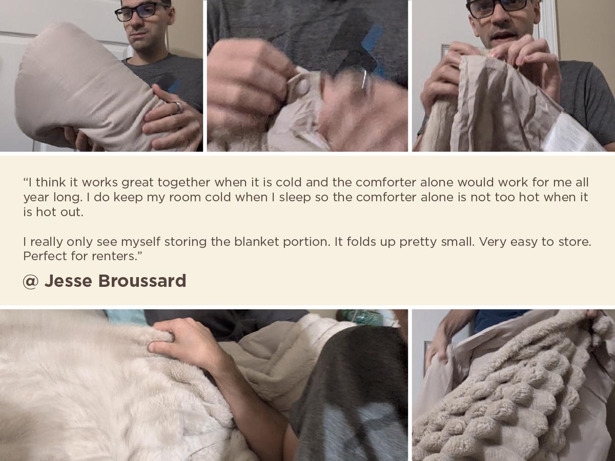 【Spring Glow Up】Bedsure 6 Pieces Gentlesoft 2-in-1 Comforter Set and Detachable Fluffy Blanket,  All Season , SnapTech Design for Space Saving