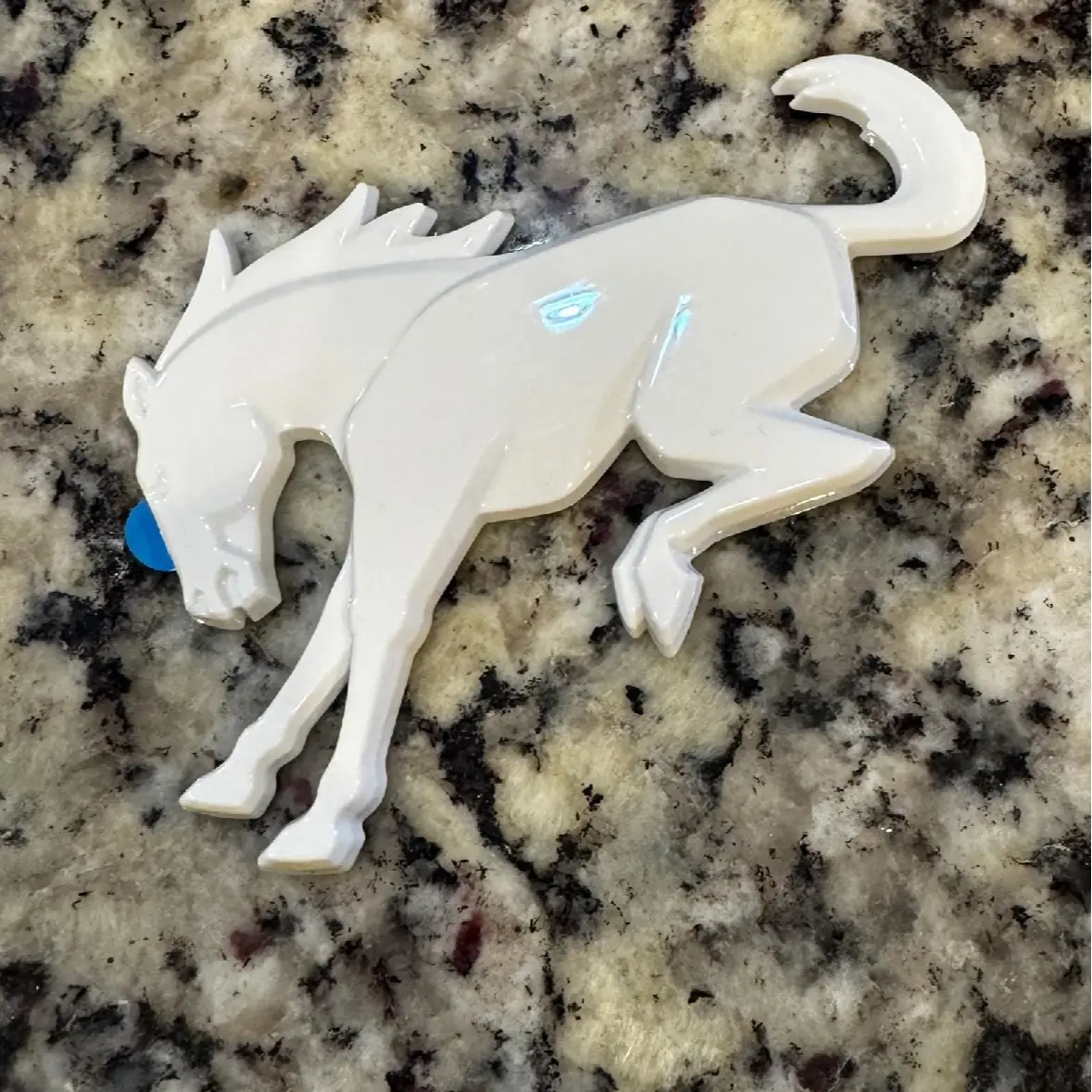 Bronco Horse Emblem; High-Quality ABS Material; Adhesive Attached; Gloss White