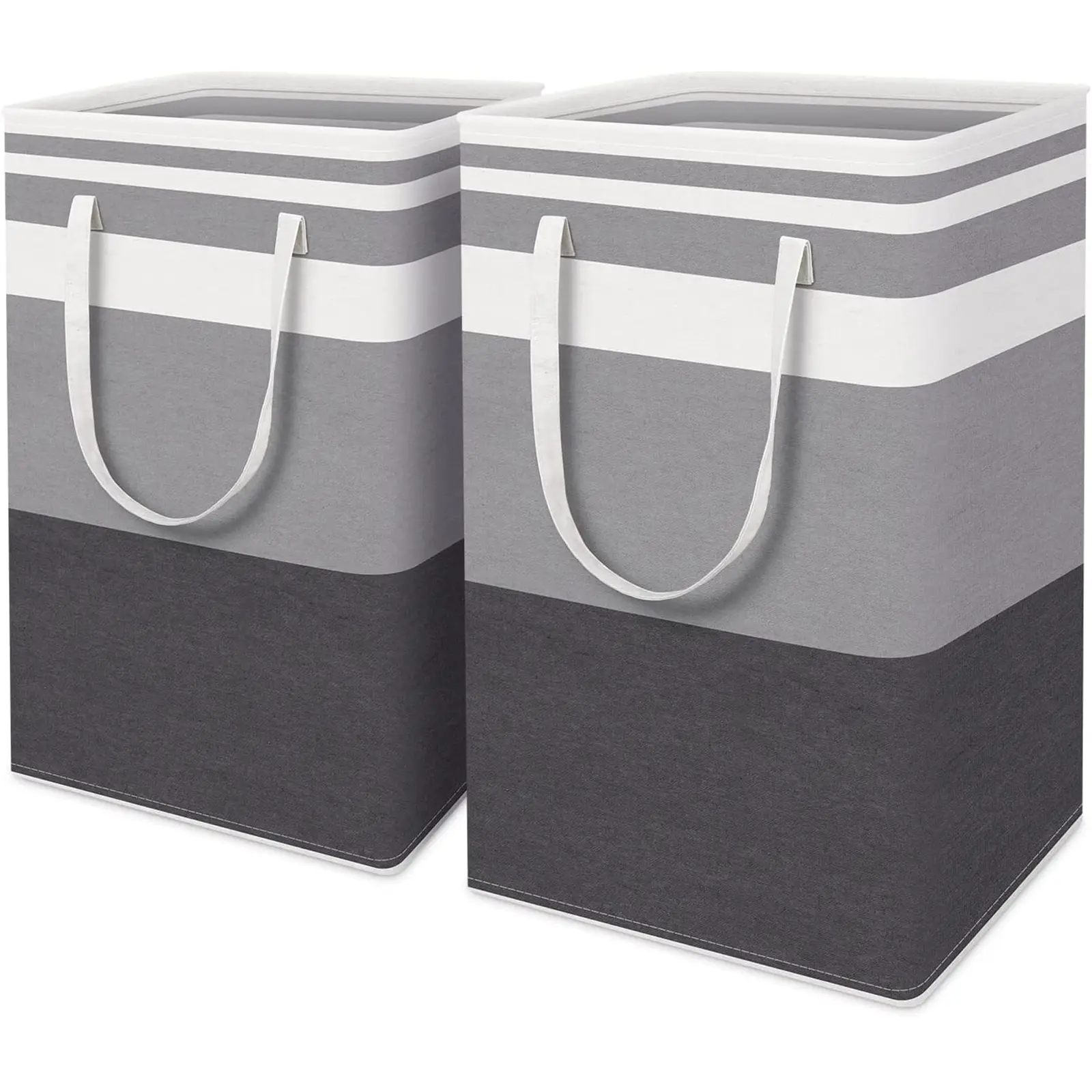 2-Pack 75L Tall Cotton Flax Laundry Hamper with Metal Frame, Waterproof Freestanding Collapsible Basket, Laundry Organization Containers for Dorm Use