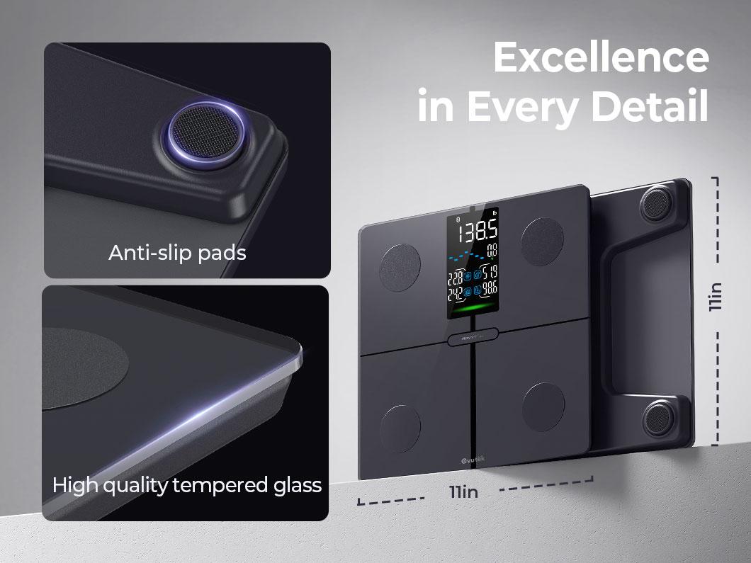 OVUTEK Smart Scale for Body Weight, Professional Bathroom Digital Scale with BMI, Body Fat, Muscle Mass, Most Accurate to 0.05lb, Large Display High Accurate Body Composition Machine with Fitness App