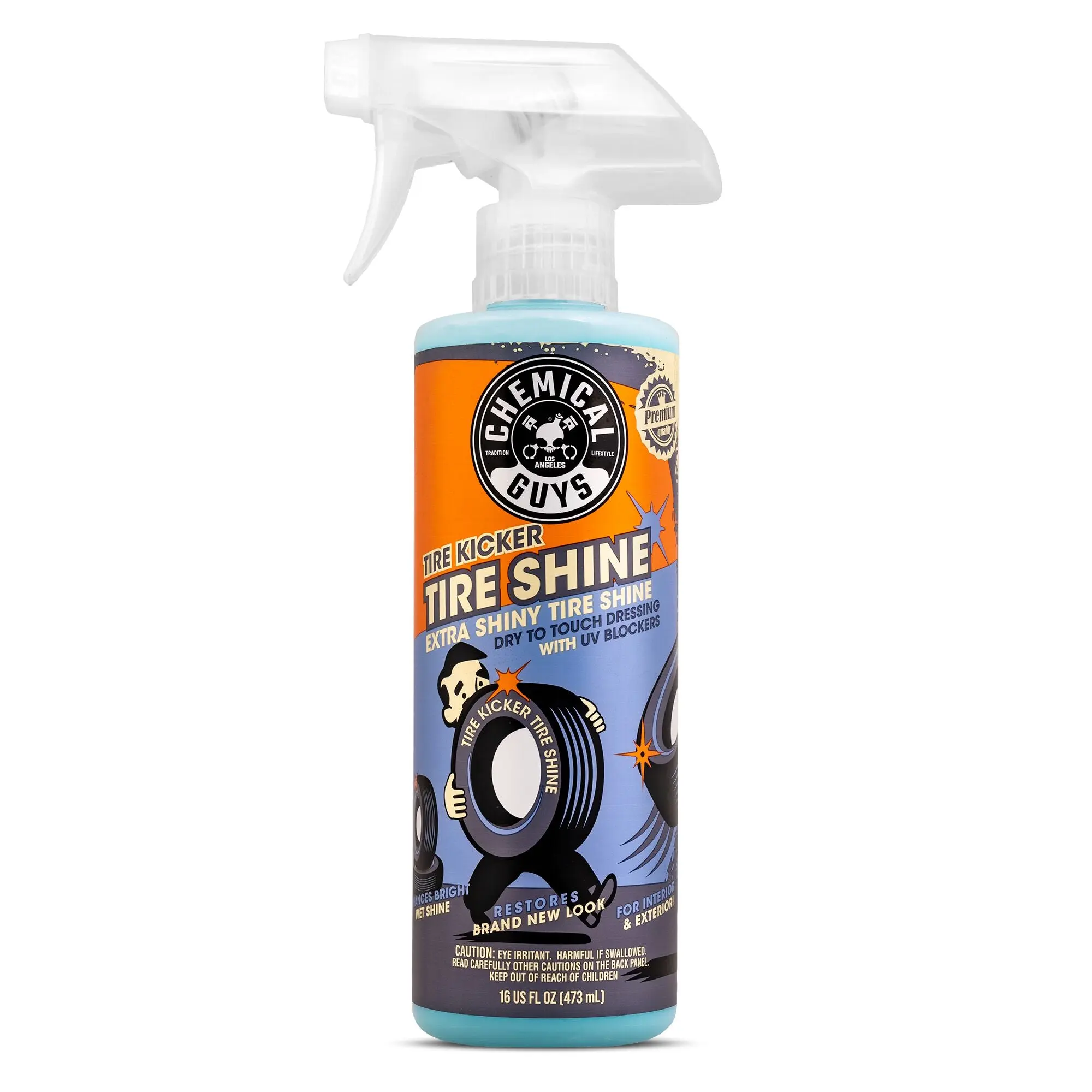 CHEMICAL GUYS Tire Kicker Tire Shine – Extra Glossy Finish for Tires, Trim, Plastic & Vinyl | Restores Deep Black Look, Prevents Fading & Cracking | Water-Based, Non-Greasy, UV Protection | Tire Dressing for Cars, Trucks, Motorcycles & More, Tire Coating,