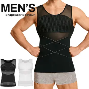 Men’s Mesh Fabric Breathable Compression Shapewear Vest – Slim-Fitting, High Elasticity, Menswear for Daily Wear