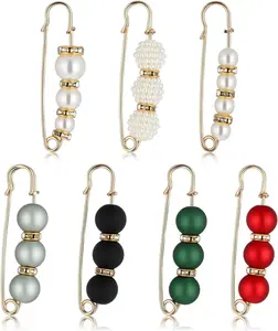 7 PCS Pearl Brooch Pins for Women Faux Pearl Safety Pins Sweater Shawl Pin Elegant Cardigan Collar Brooch Clips Clothing Decoration Accessories, Shawl Sweater Dress Hats, Multicolor