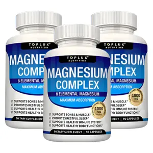 3 Bottles of Magnesium Glycinate Complex Supplement 8 in 1 magnesium- Magnesium Glycinate, Citrate, Malate, High Absorption Vegan Magnesium Supplement ,Complete Chelated Mineral Supplement  magnesium complex for women