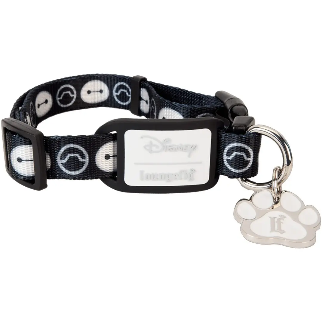 Loungefly Disney Big Hero 6 10th Anniversary Baymax Print Dog Collar - Large, Adjustable Nylon Collar with Iconic Imagery & Enamel Badge