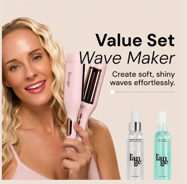 L'ANGE HAIR - Wave Maker Value Set - SculptWaver Titanium Deep Wave Crimper, Thermal Magique Heat & Humidity Tamer, & Salt + Séa Texturizing Spray, Wavy Hair, Lightweight, Adjustable, Hair Tools