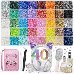 40000Pcs bedazzled kit Jelly Multicolor Synthetic Rhinestones Resin Flatback Beads for Art, Bedazzler Kit for Crafting Book Shoes Nail Art